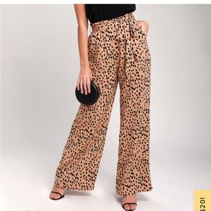 Lulus untamed nude leopard wide leg pants NEW Small